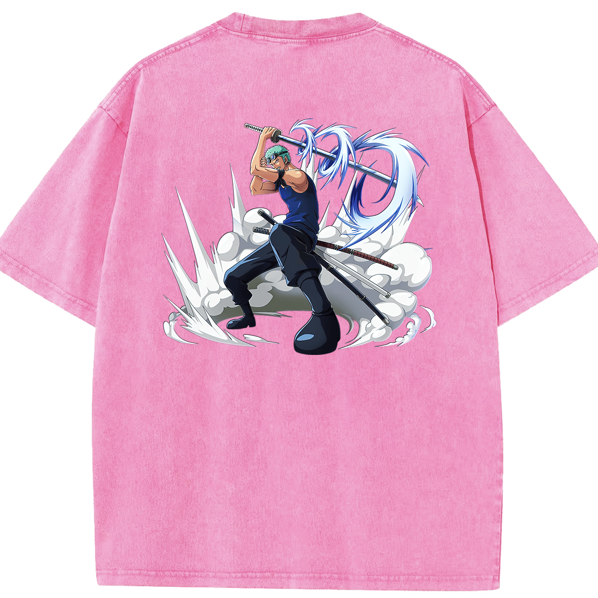 ワンピース ロロノア・ゾロ ONE PIECE Roronoa Zoro 綿100% ヴィンテージ風 半袖Tシャツ（背面プリント）